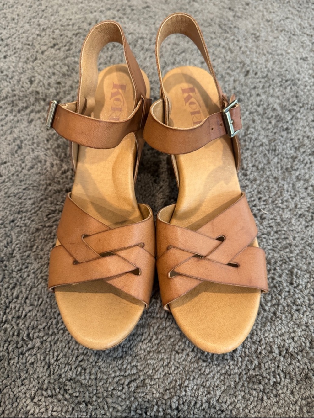 Kork-Ease Tan Leather Crisscross Slingback Sandals